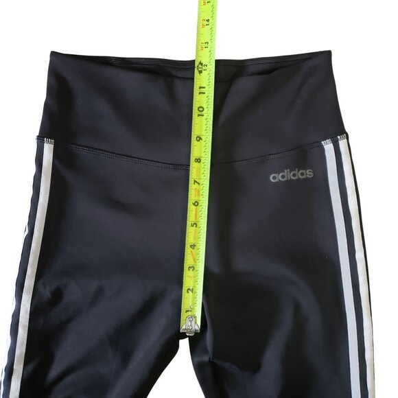 Adidas Womens High Rise Leggings Size M Classic Three Stripes Black Athleisure - Picture 7 of 9